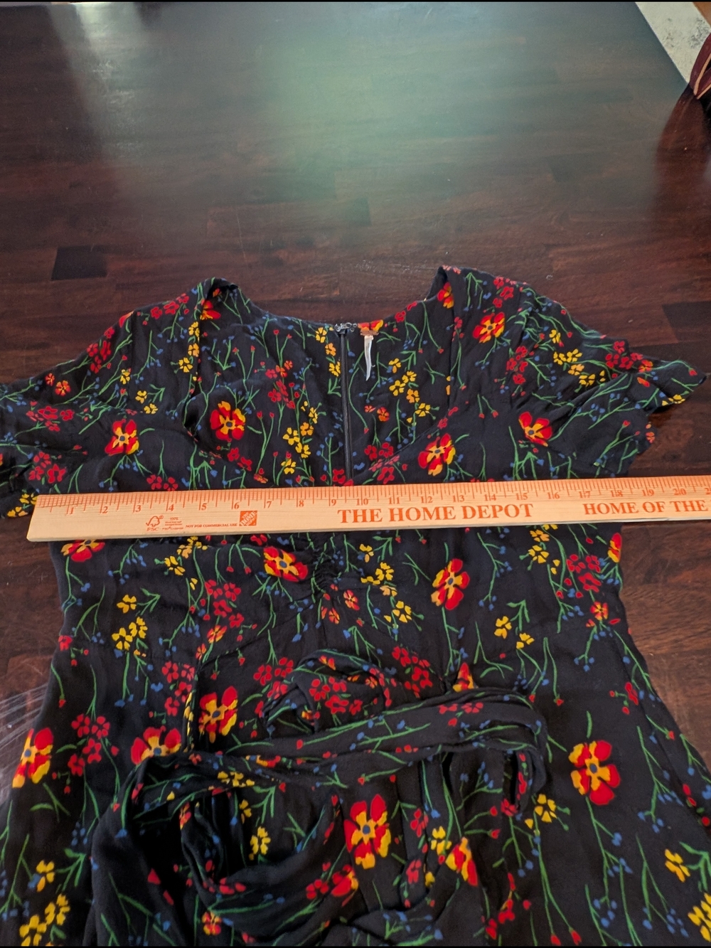 Free People Bet You Do Black Floral Short-Sleeve Romper, Women's 12 - Picture 4 of 10